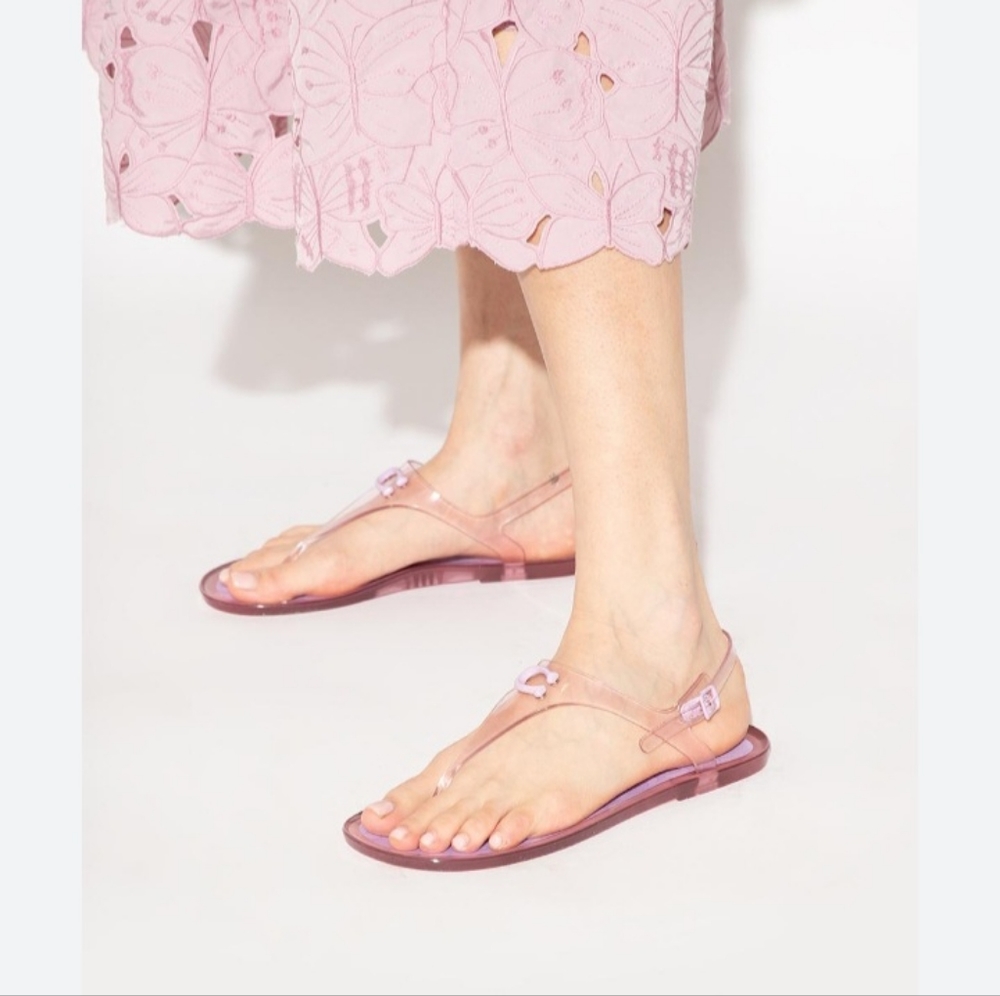 COACH Pink Sparkle Natalee Flat Toepost Sandals Size 10 NEW - Picture 4 of 12